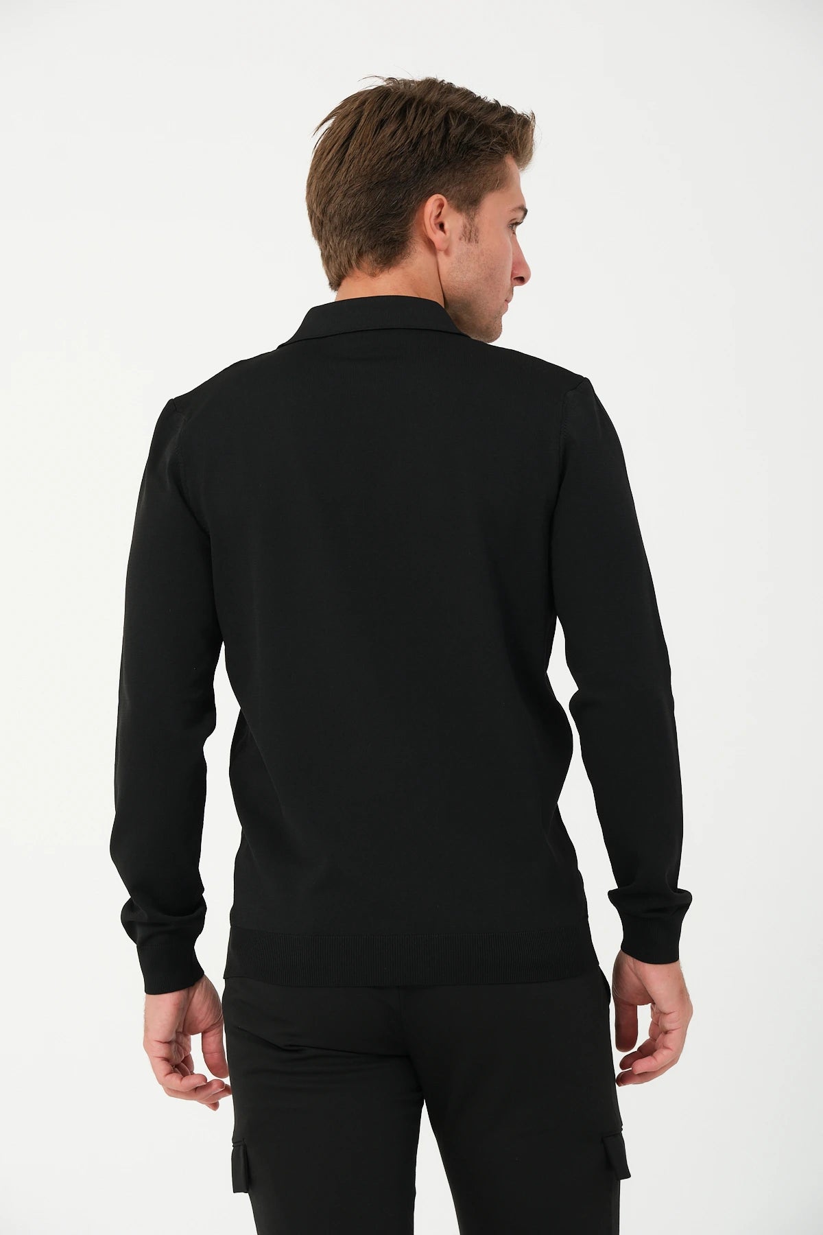 Polo Longsleeve Schwarz